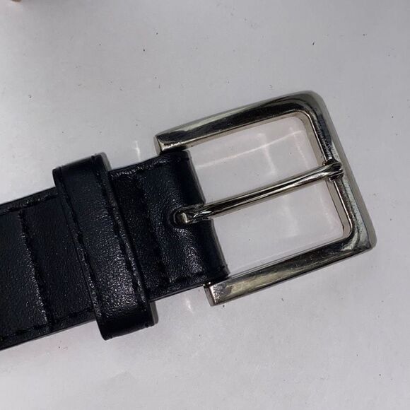 Beverly Hills Polo Club Women's Black Leather Silver Prong Buckle Belt OS - Picture 11 of 11